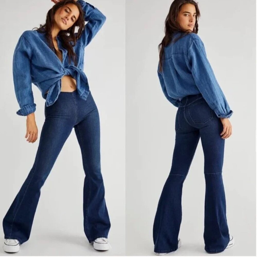 Free People We The Free Penny Pull On Flare Jeans Sz 28